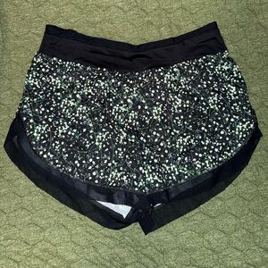 Floral Black and Green Athletic Shorts